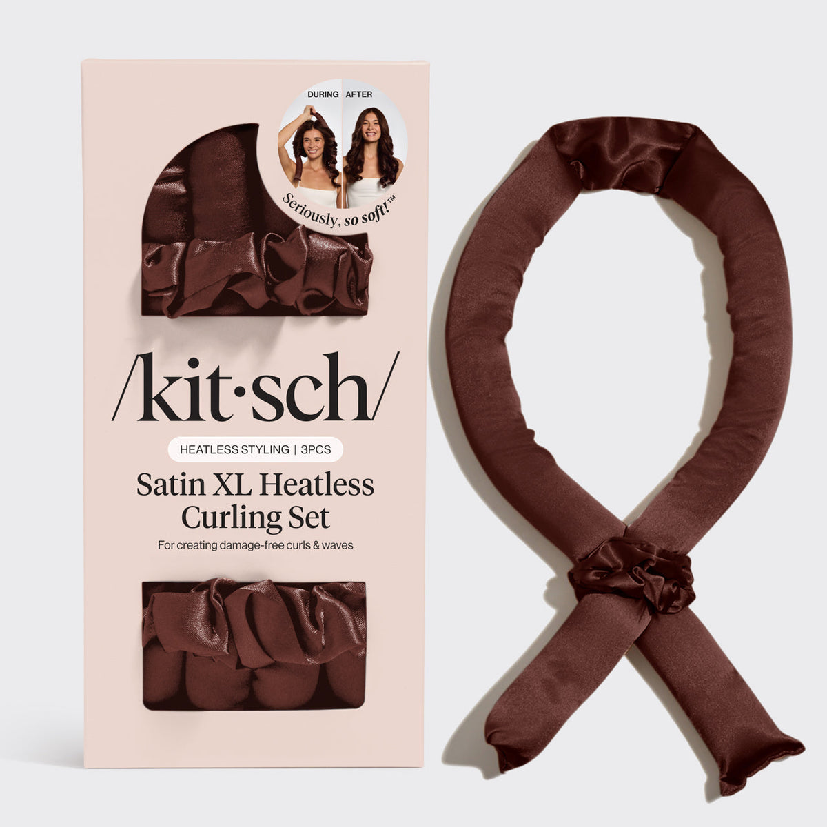 Kitsch XL Satin Heatless Curling Set - Chocolate