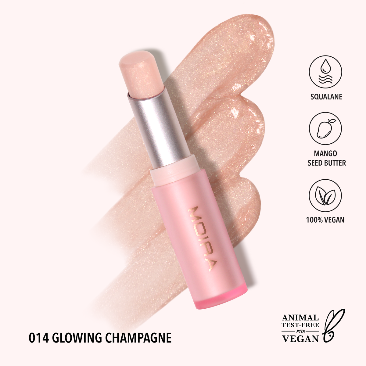 Moira Signature Lipstick - 014, Glowing Champagne