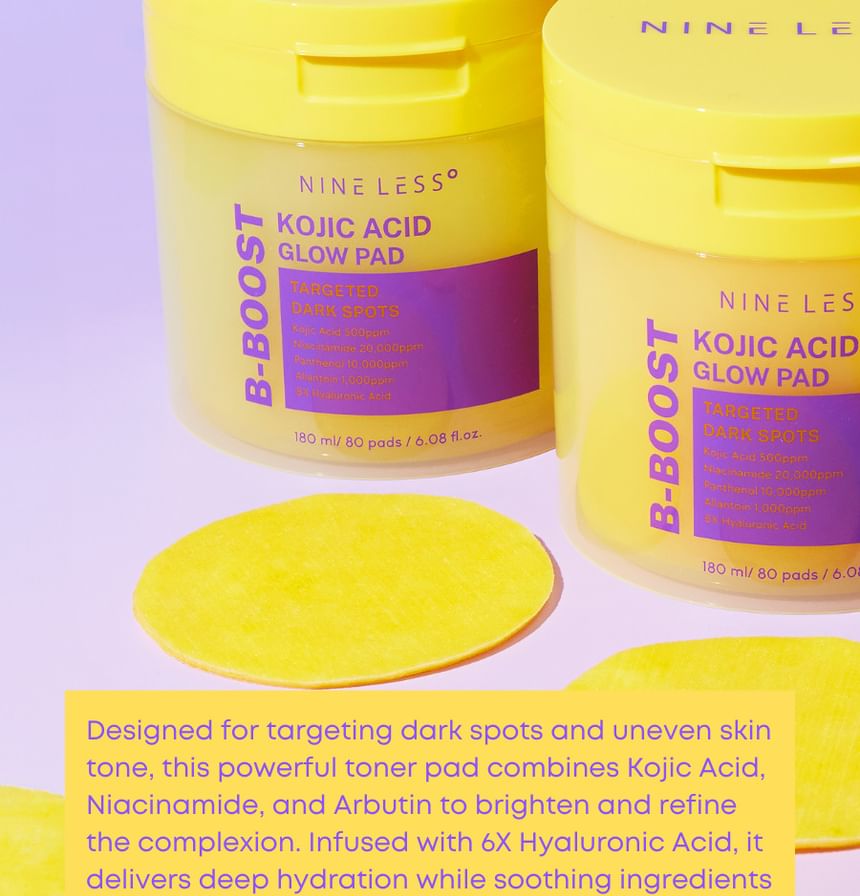 NINELESS B-Boost Kojic Acid Glow Pad — 80 Pads